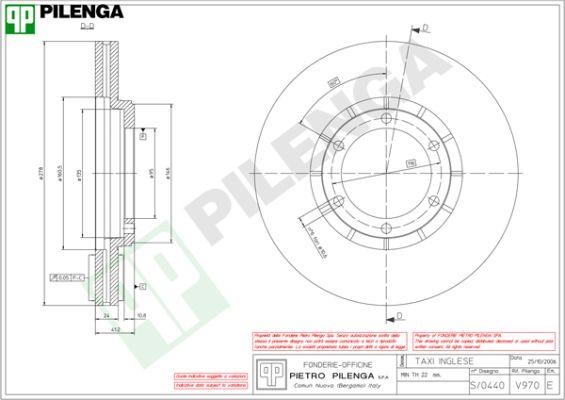Pilenga V970 - Гальмівний диск autozip.com.ua