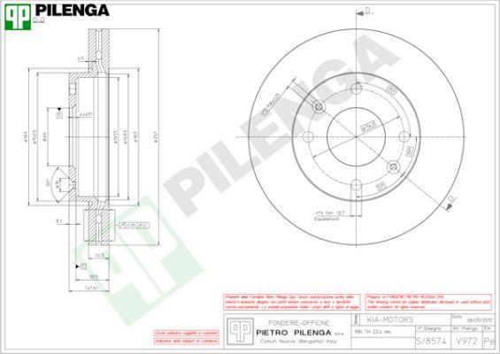 Pilenga V972 - Гальмівний диск autozip.com.ua