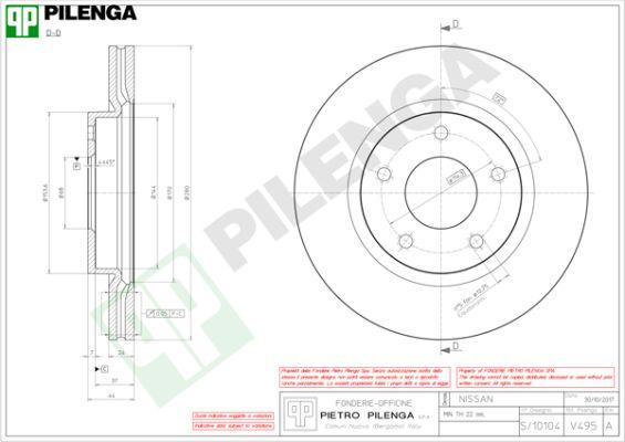 Pilenga V495 - Гальмівний диск autozip.com.ua