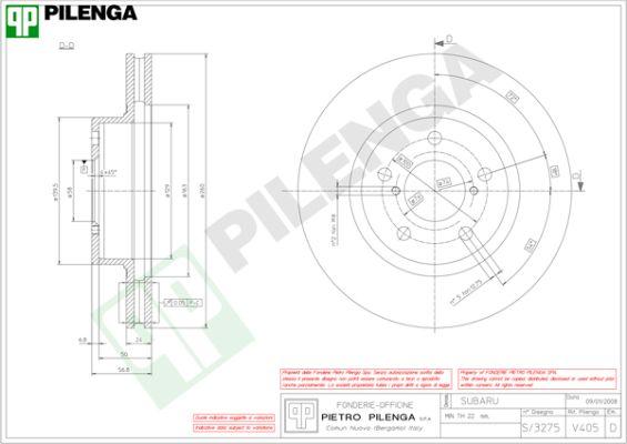 Pilenga V405 - Гальмівний диск autozip.com.ua