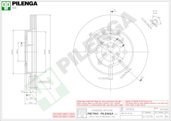 Pilenga V419 - Гальмівний диск autozip.com.ua