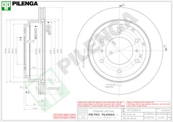 Pilenga V410 - Гальмівний диск autozip.com.ua