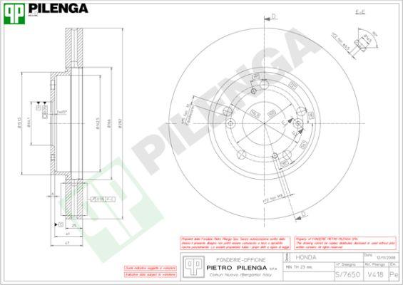 Pilenga V418 - Гальмівний диск autozip.com.ua