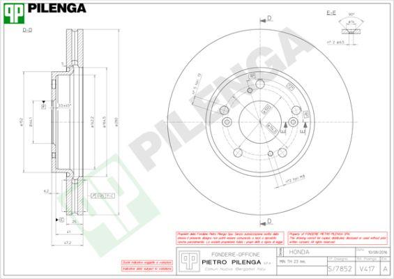 Pilenga V417 - Гальмівний диск autozip.com.ua