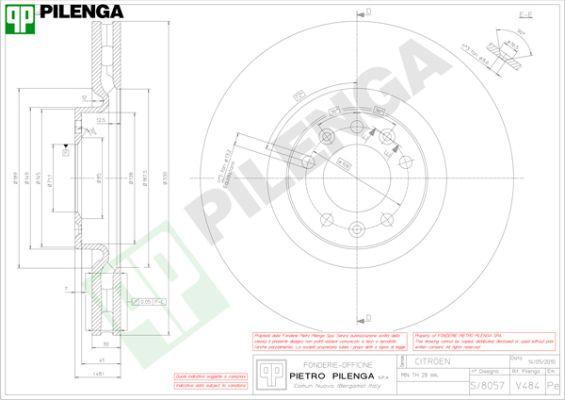 Pilenga V484 - Гальмівний диск autozip.com.ua