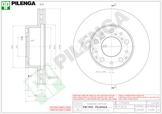 Pilenga V485 - Гальмівний диск autozip.com.ua