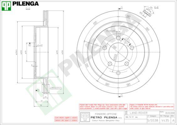 Pilenga V435 - Гальмівний диск autozip.com.ua