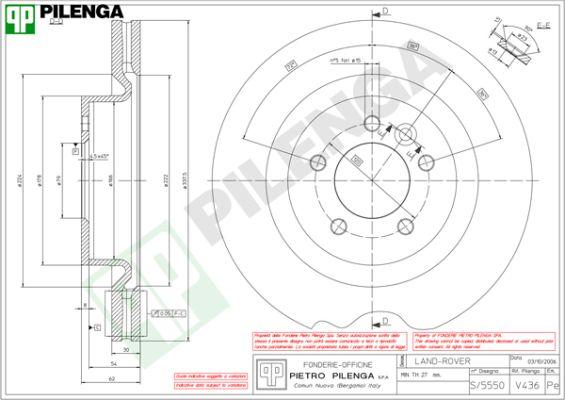 Pilenga V436 - Гальмівний диск autozip.com.ua