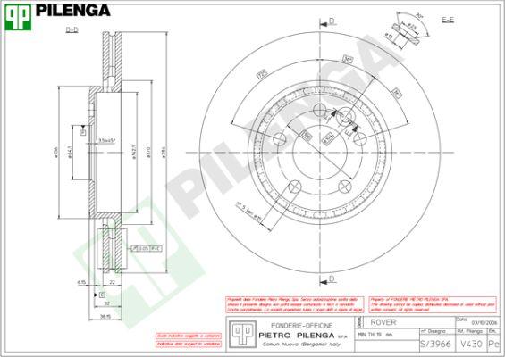 Pilenga V430 - Гальмівний диск autozip.com.ua