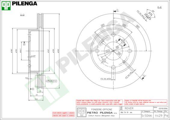Pilenga V429 - Гальмівний диск autozip.com.ua