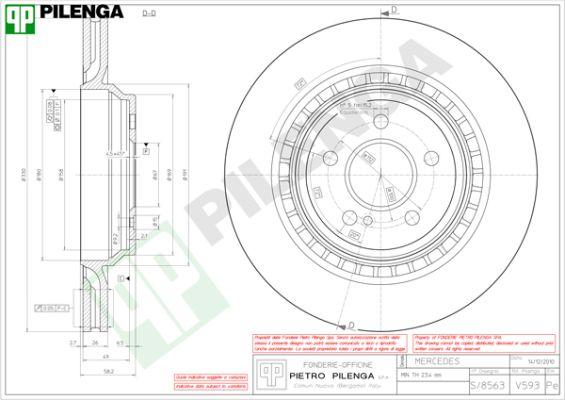 Pilenga V593 - Гальмівний диск autozip.com.ua