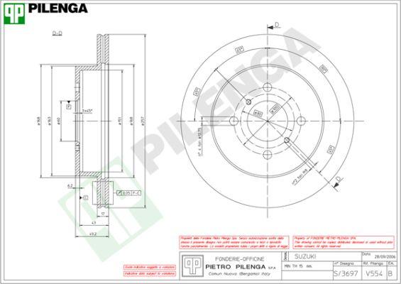 Pilenga V554 - Гальмівний диск autozip.com.ua