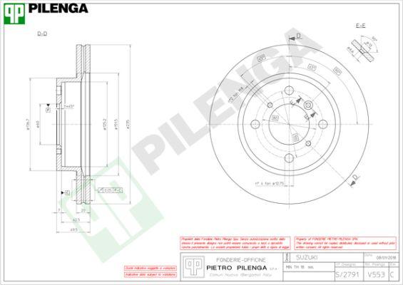 Pilenga V553 - Гальмівний диск autozip.com.ua