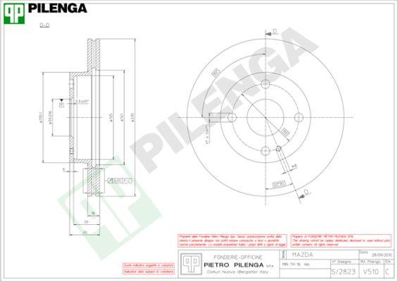 Pilenga V510 - Гальмівний диск autozip.com.ua