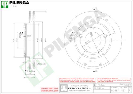 Pilenga V511 - Гальмівний диск autozip.com.ua
