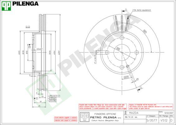 Pilenga V512 - Гальмівний диск autozip.com.ua