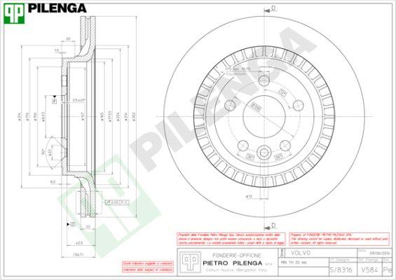 Pilenga V584 - Гальмівний диск autozip.com.ua