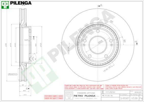 Pilenga V538 - Гальмівний диск autozip.com.ua