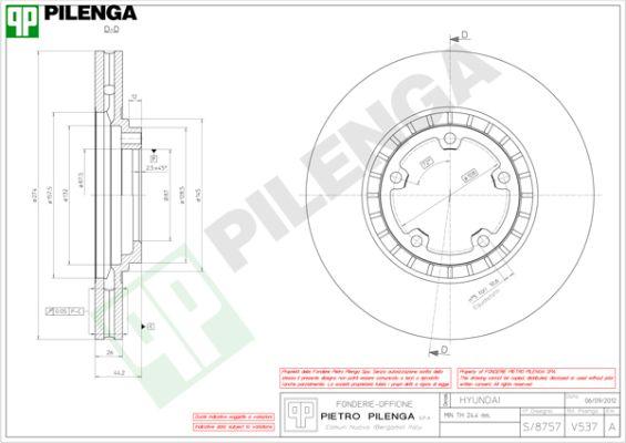 Pilenga V537 - Гальмівний диск autozip.com.ua