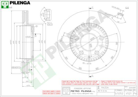 Pilenga V521 - Гальмівний диск autozip.com.ua