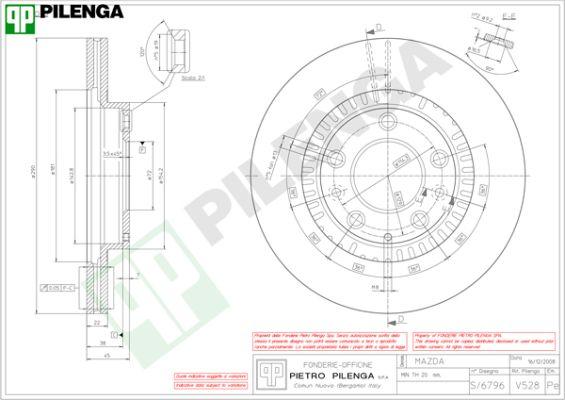 Pilenga V528 - Гальмівний диск autozip.com.ua