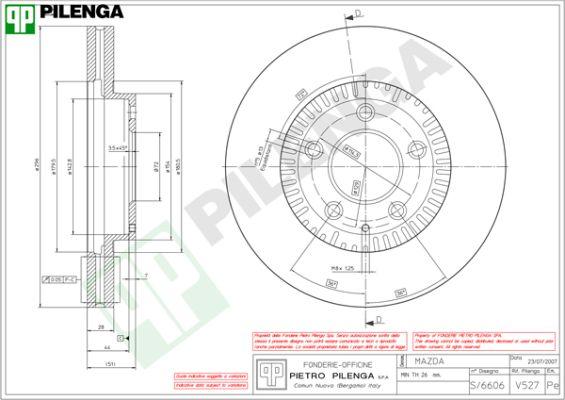 Pilenga V527 - Гальмівний диск autozip.com.ua