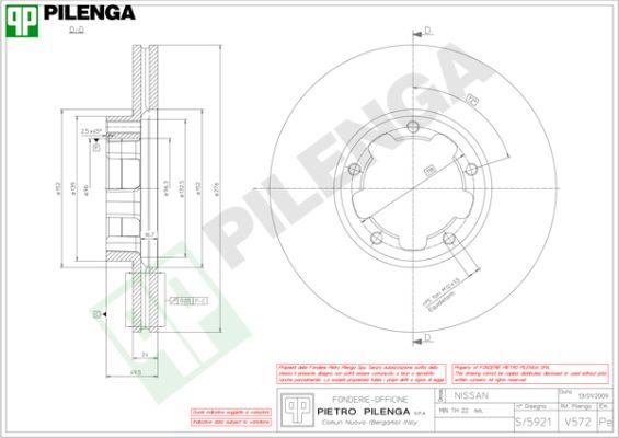 Pilenga V572 - Гальмівний диск autozip.com.ua