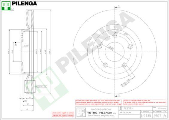 Pilenga V577 - Гальмівний диск autozip.com.ua