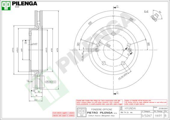 Pilenga V691 - Гальмівний диск autozip.com.ua