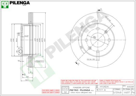 Pilenga V697 - Гальмівний диск autozip.com.ua