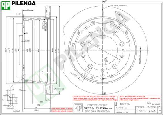 Pilenga V648 - Гальмівний диск autozip.com.ua