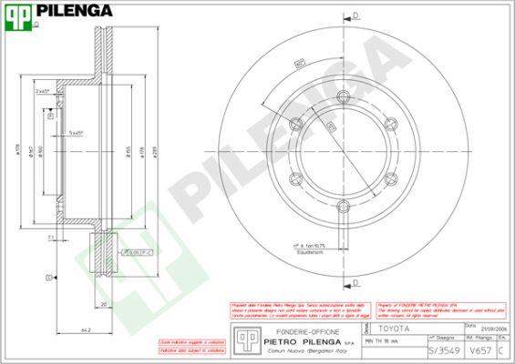 Pilenga V657 - Гальмівний диск autozip.com.ua