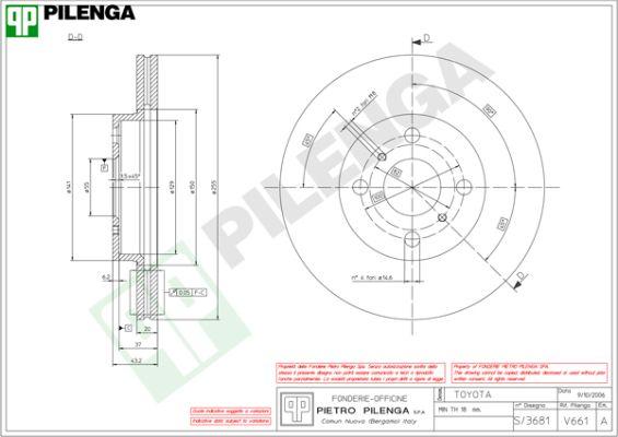 Pilenga V661 - Гальмівний диск autozip.com.ua