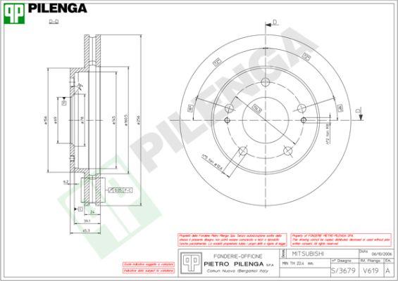 Pilenga V619 - Гальмівний диск autozip.com.ua
