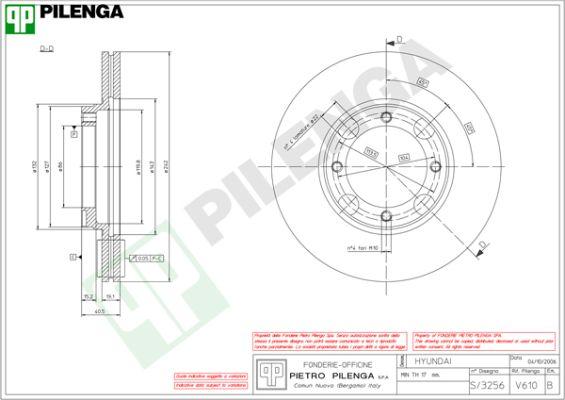 Pilenga V610 - Гальмівний диск autozip.com.ua