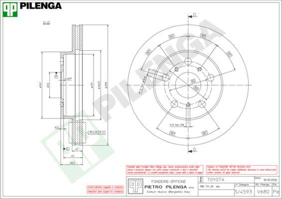 Pilenga V680 - Гальмівний диск autozip.com.ua