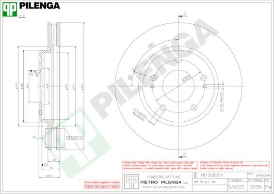 Pilenga V636 - Гальмівний диск autozip.com.ua