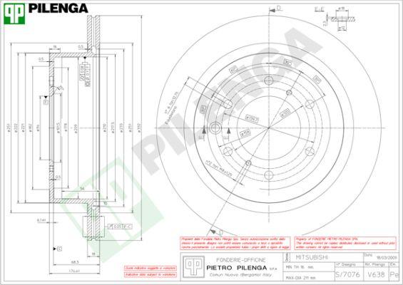 Pilenga V638 - Гальмівний диск autozip.com.ua