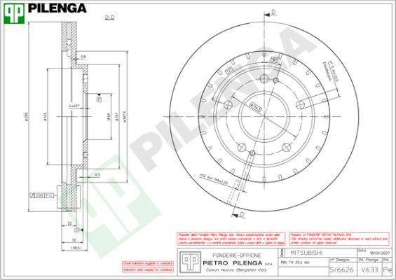 Pilenga V633 - Гальмівний диск autozip.com.ua