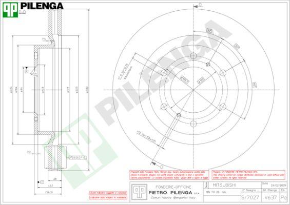 Pilenga V637 - Гальмівний диск autozip.com.ua