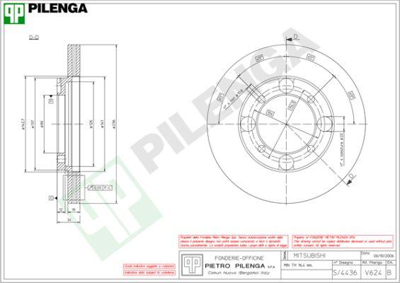 Pilenga V624 - Гальмівний диск autozip.com.ua