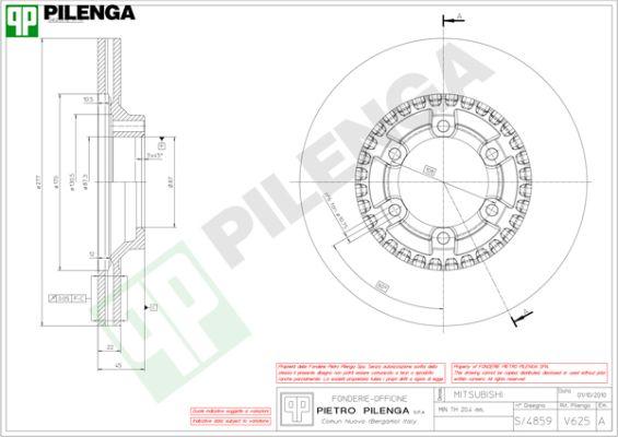 Pilenga V625 - Гальмівний диск autozip.com.ua