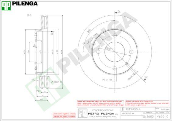 Pilenga V620 - Гальмівний диск autozip.com.ua
