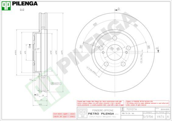 Pilenga V674 - Гальмівний диск autozip.com.ua