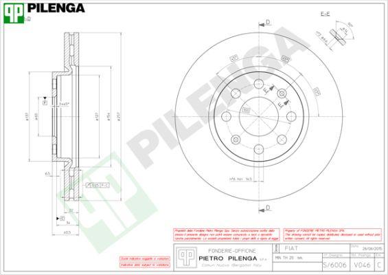 Pilenga V046 - Гальмівний диск autozip.com.ua