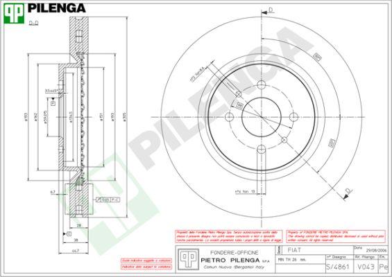 Pilenga V043 - Гальмівний диск autozip.com.ua