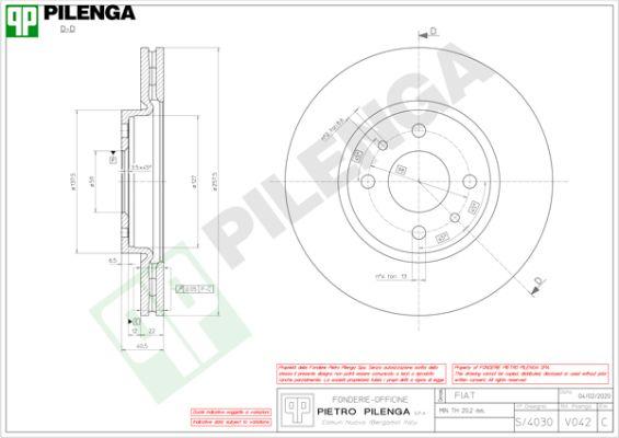 Pilenga V042 - Гальмівний диск autozip.com.ua