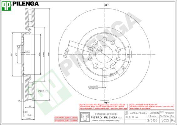 Pilenga V055 - Гальмівний диск autozip.com.ua