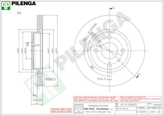 Pilenga V014 - Гальмівний диск autozip.com.ua