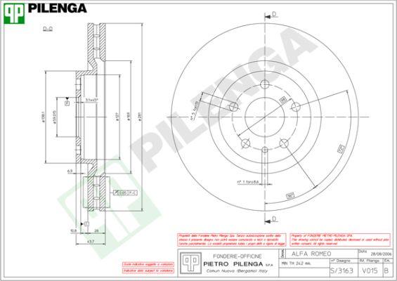 Pilenga V015 - Гальмівний диск autozip.com.ua